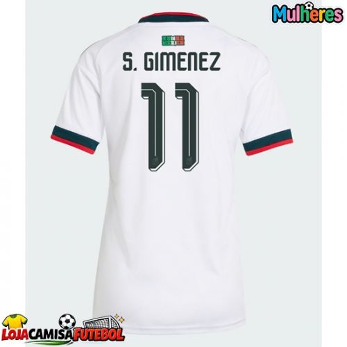 Camisa de Futebol México Santiago Gimenez #11 Equipamento Secundário Mulheres Mundo 2026 Manga Curta